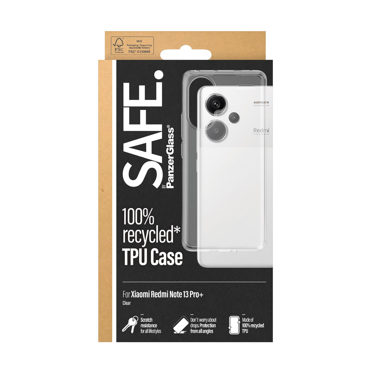 SAFE by PanzerGlass Xiaomi Redmi Note 13 Pro Plus Flexibelt Plast Skal - Genomskinlig