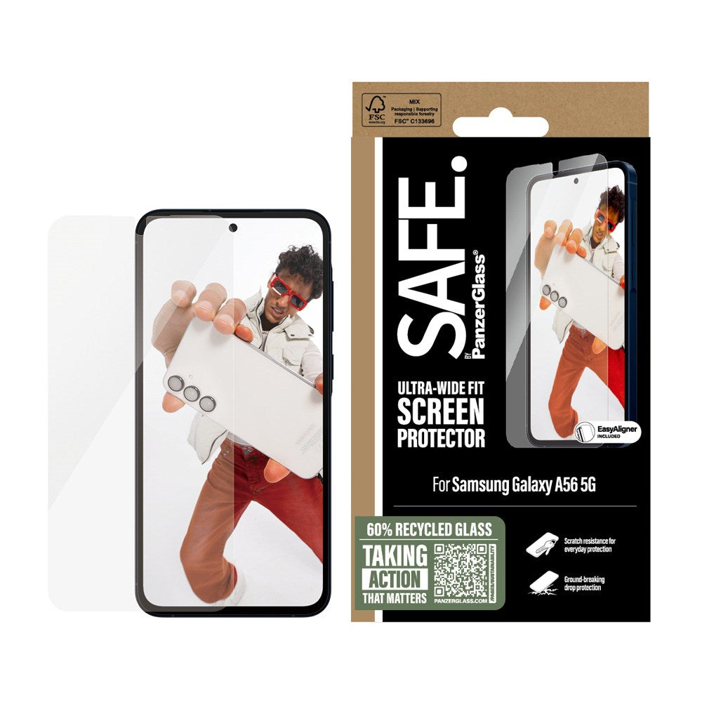 SAFE by PanzerGlass Samsung Galaxy A56 (5G) Ultra-Wide Fit Skärmskyddsglas med EasyAligner - Genomskinlig