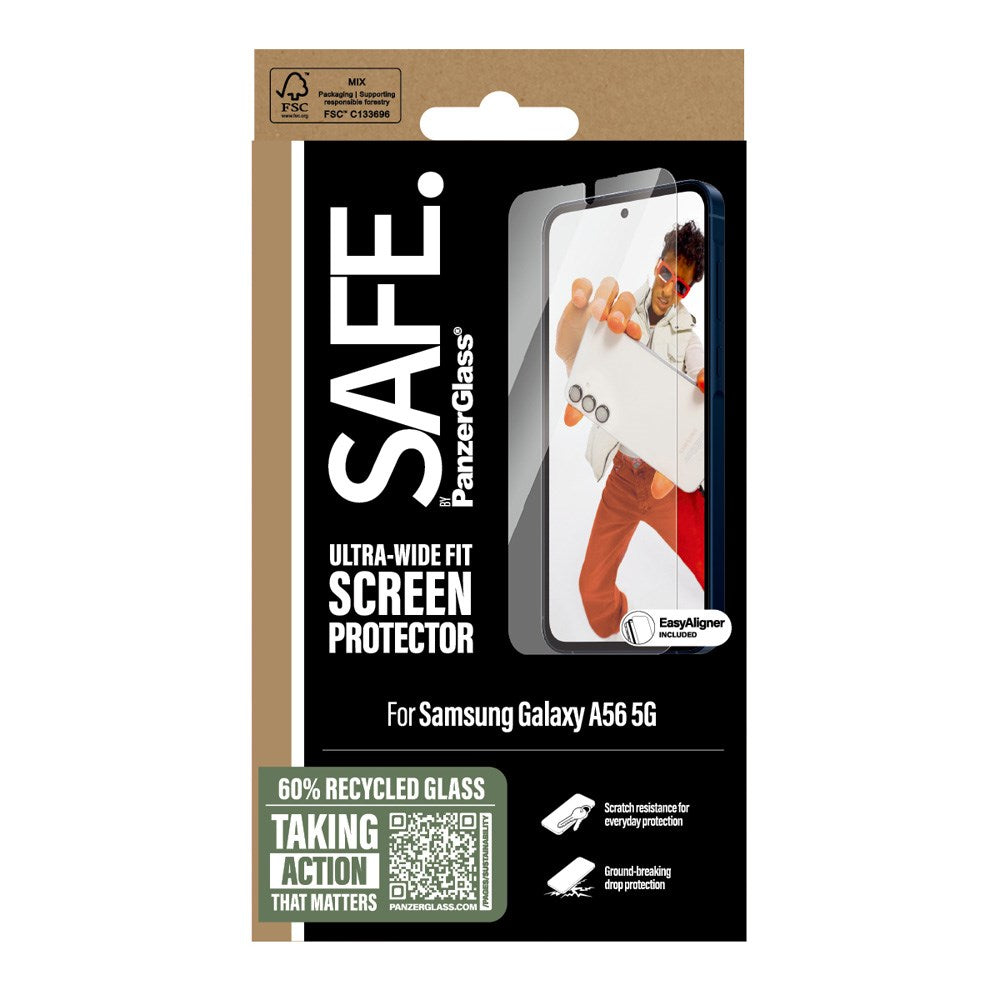 SAFE by PanzerGlass Samsung Galaxy A56 (5G) Ultra-Wide Fit Skärmskyddsglas med EasyAligner - Genomskinlig