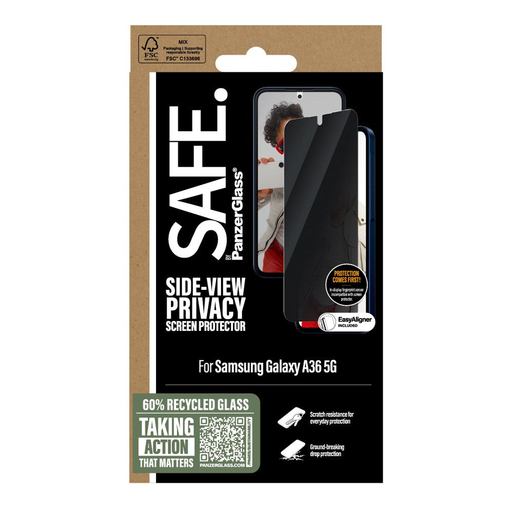 SAFE by PanzerGlass Samsung Galaxy A36 (5G) Ultra-Wide Fit Skärmskyddsglas - Privacy Funktion - Genomskinlig