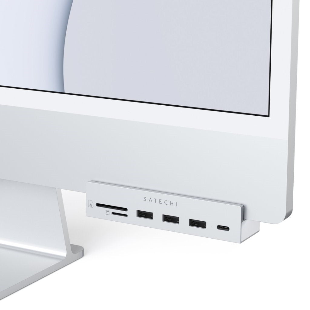 Satechi 6-i-1 USB-C Clamp Hub för iMac 2021 (24 ")-USB Hub & Card Reader-Silver