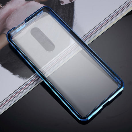 OnePlus 7 Pro Magnet Metal Case m. Glas fram och bak - blå