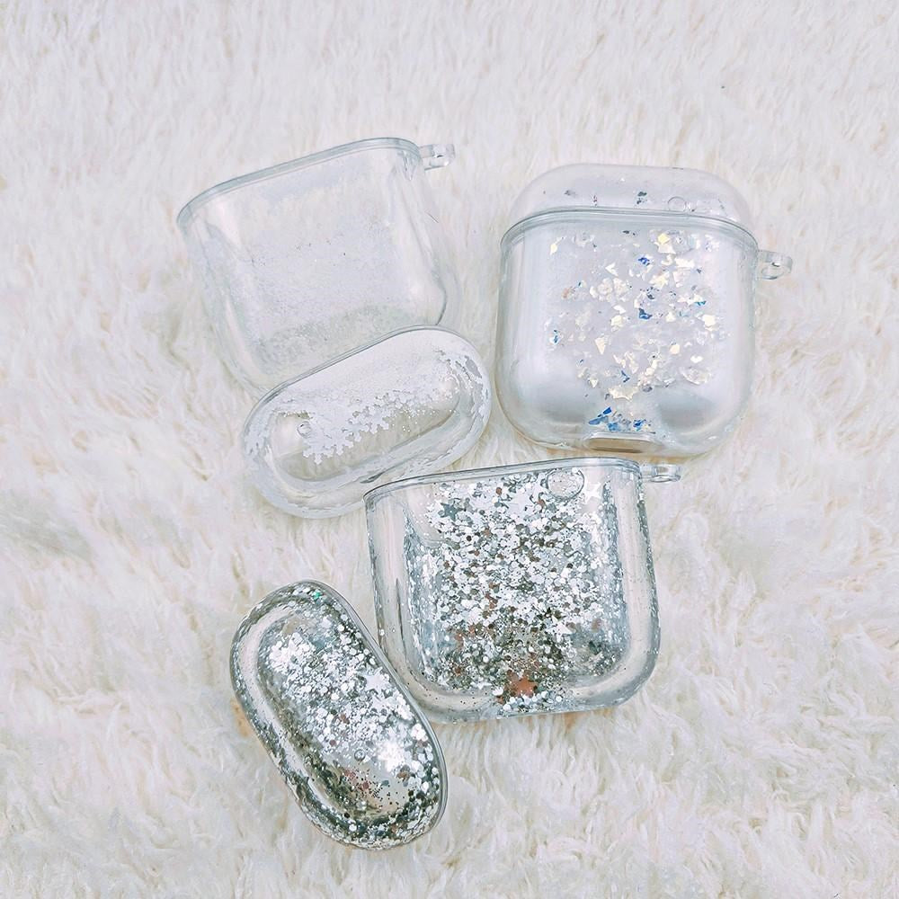 AirPods (1st & 2nd Gen) Skal - Transparent med Silvrigt Glitter Waterfall