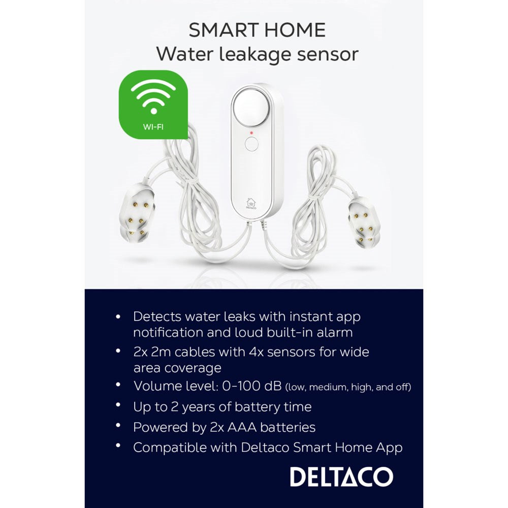 Deltaco Smart Home Vattenläckage Sensor - Vit