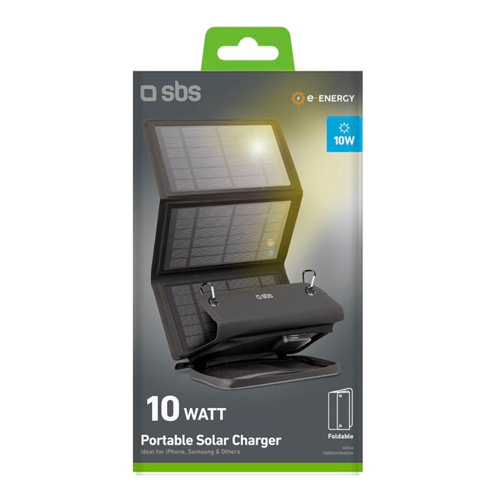 SBS Solladdare 10W med 1x USB-A & 1x USB-C - Svart