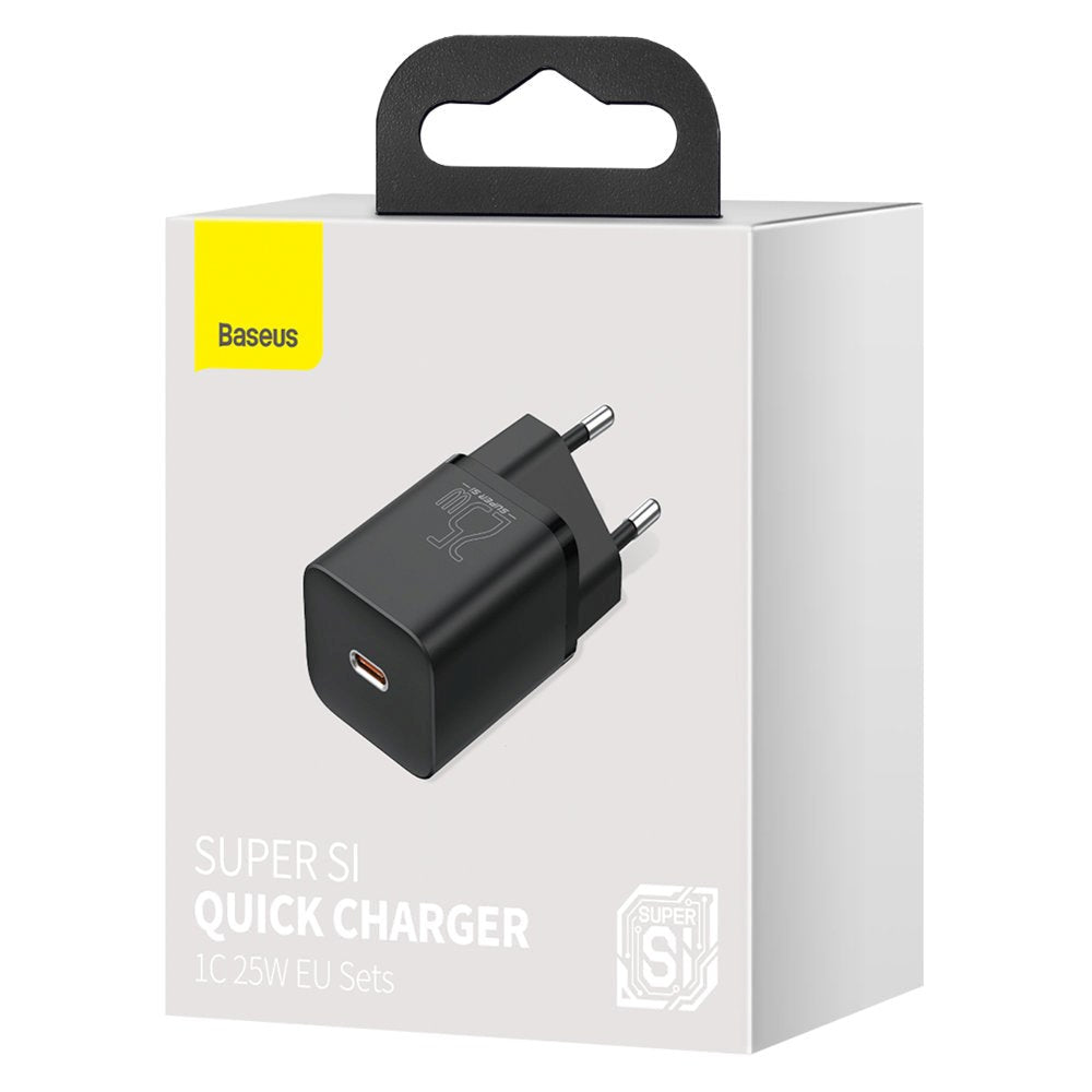 Baseus Super Si 25W Väggladdare USB-C Quick Charge - Svart