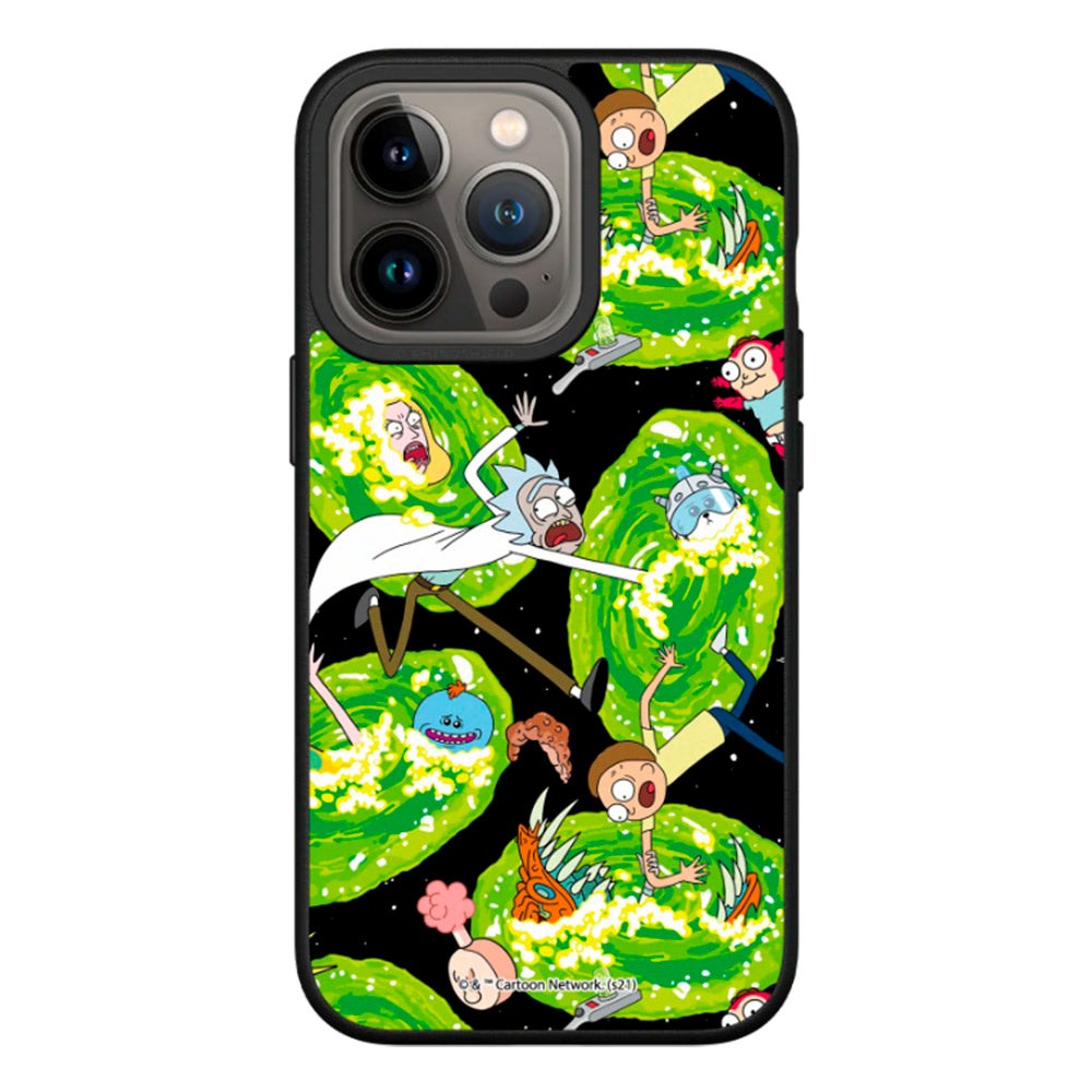 iPhone 13 Pro RhinoShield SolidSuit Tåligt Skal med Rick and Morty - Portal Pattern