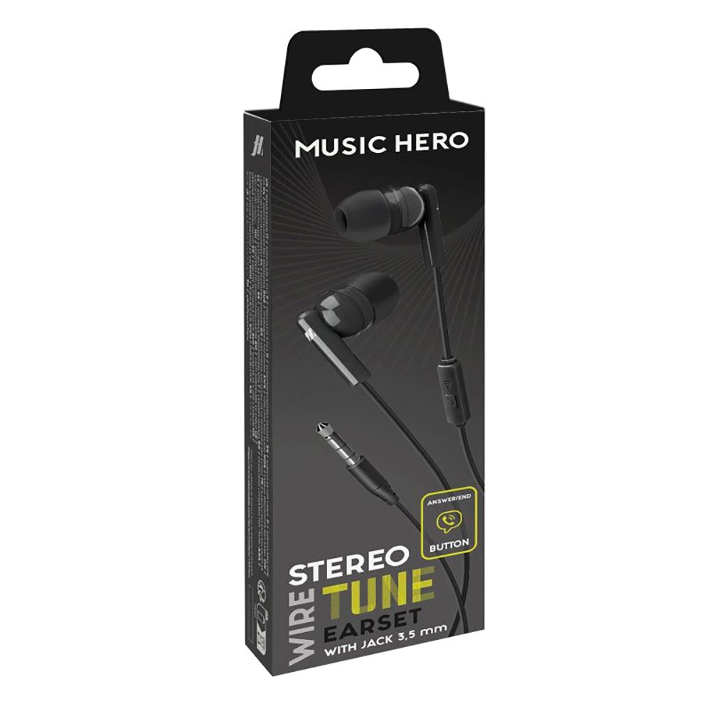 MUSIC HERO Tune Stereo In-Ear Hörlurar med Jack 3.5 mm & Mikrofon - Svart