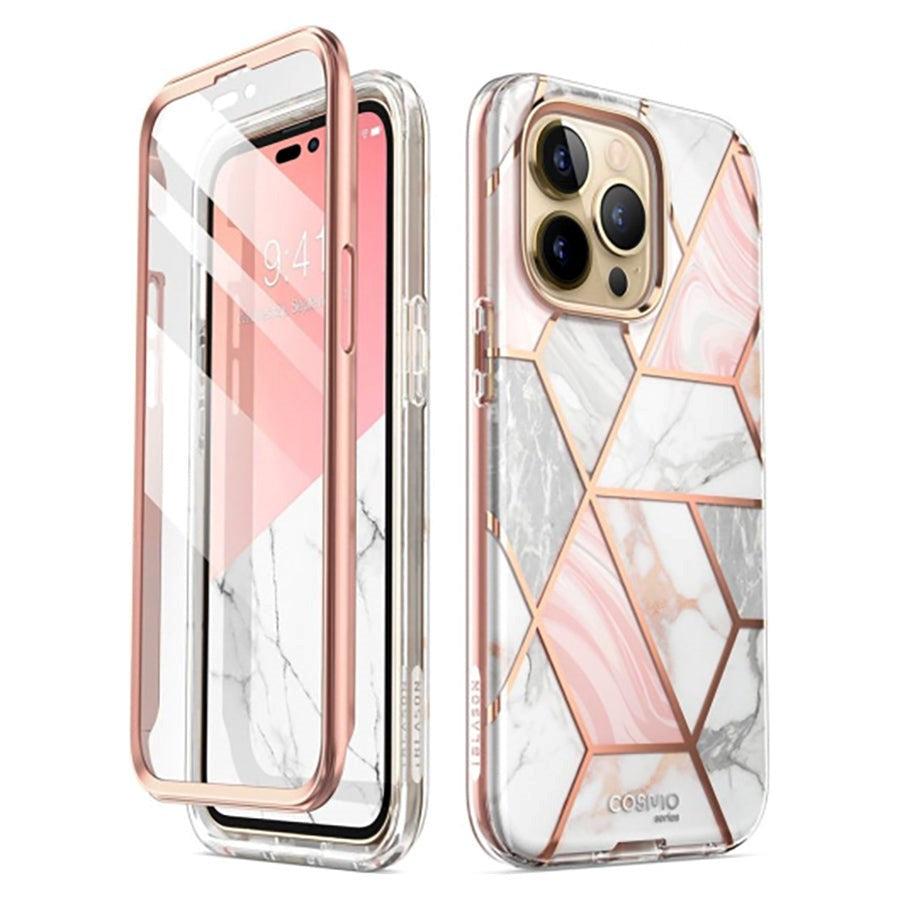 iPhone 14 Pro Max i-Blason Cosmo Marble Skal med Skärmskydd - Rosa