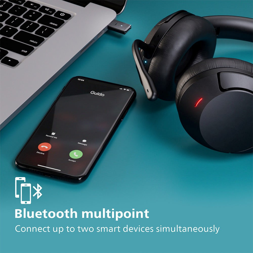 Philips Series 8000 Bluetooth-hörlurar Over-Ear med ANC, USB-A/C-Mottagare och Sladd - Svart