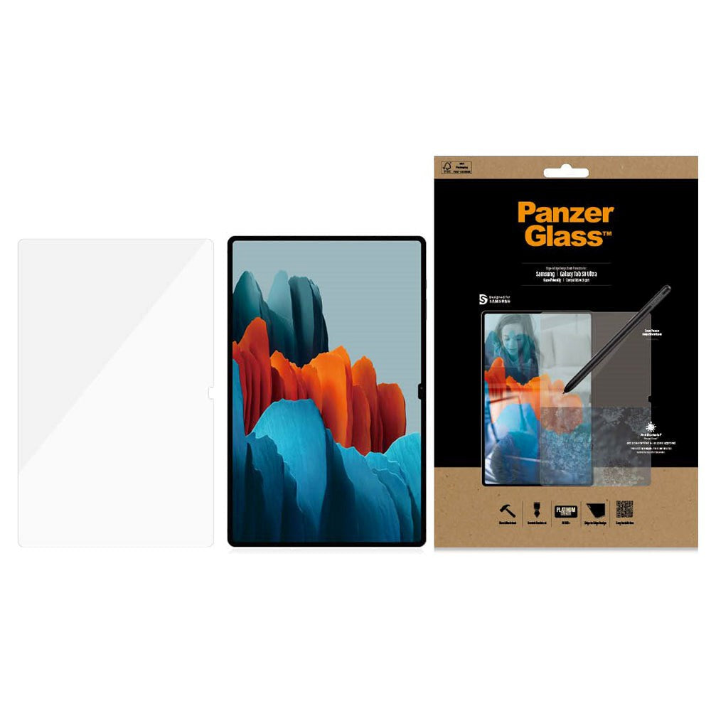 Samsung Galaxy Tab S9 / S8 Ultra PanzerGlass Edge-to-Edge Skärmskydd - Skalvänligt - Transparent