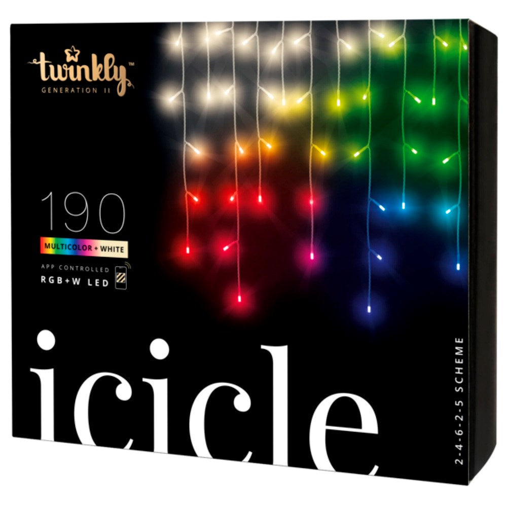 Twinkly 190L RGB och Varmt Vitt Icicle 5m Ljussträng - Transparent Ledning