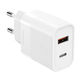 ËSSENTIALS by Upström PD 30W Återvunnen Plast Väggladdare med USB-C og USB-A - Vit