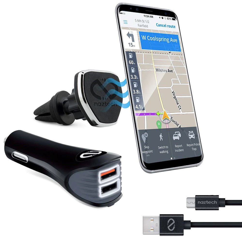 Naztech MagBuddy 3-Pack Mobil- och Surfplattahållare + Lightning Kabel + Billaddare - Svart