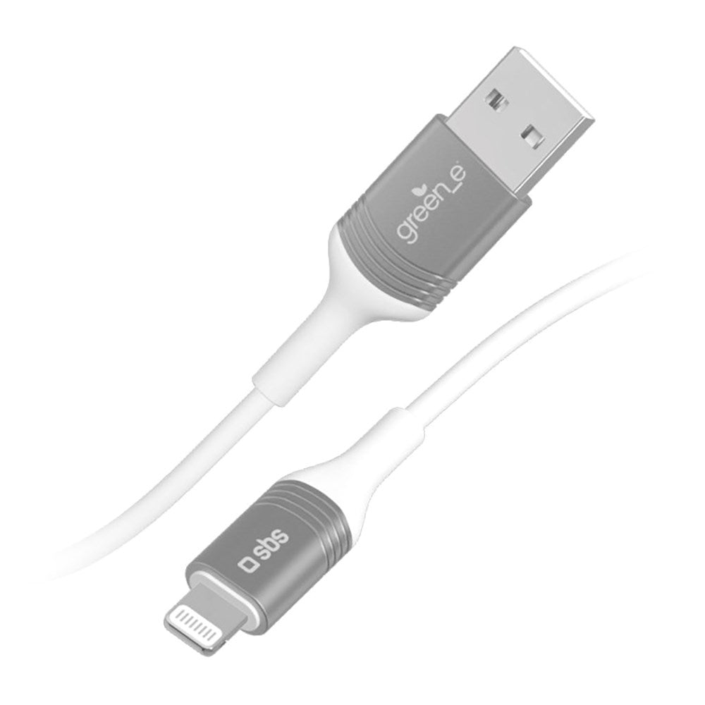 SBS x GREEN_E USB-A till Lightning Kabel 30W med Återvinningsset - 1.2 m - Vit