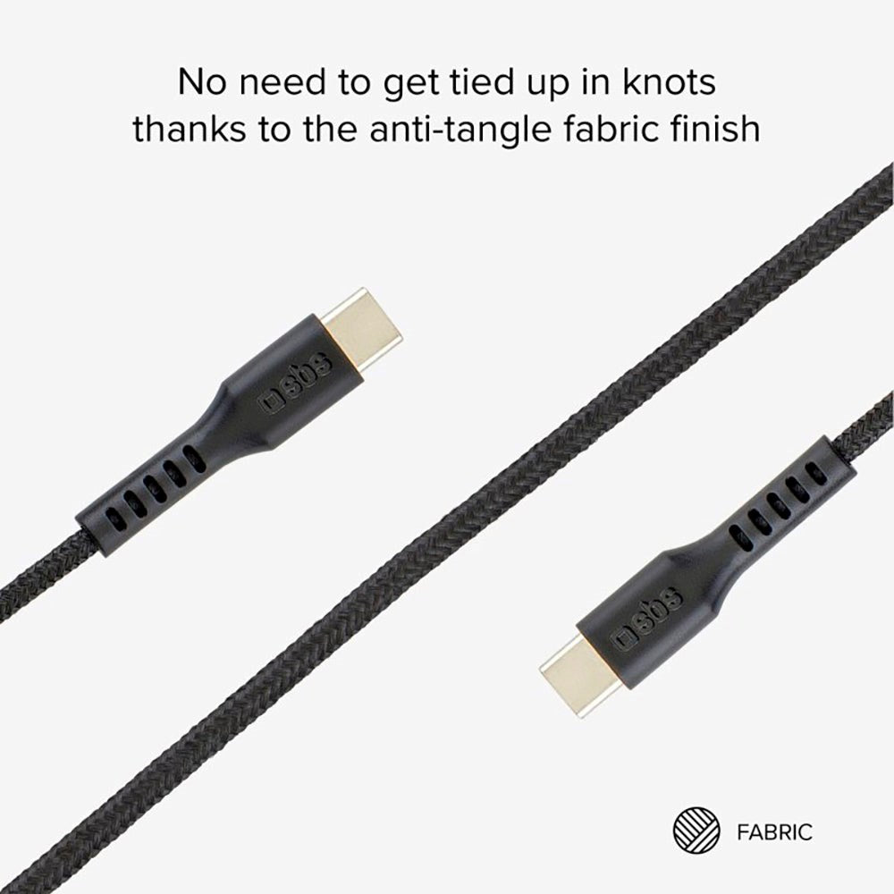 SBS USB-C till USB-C-Kabel med Magnethållare - Svart