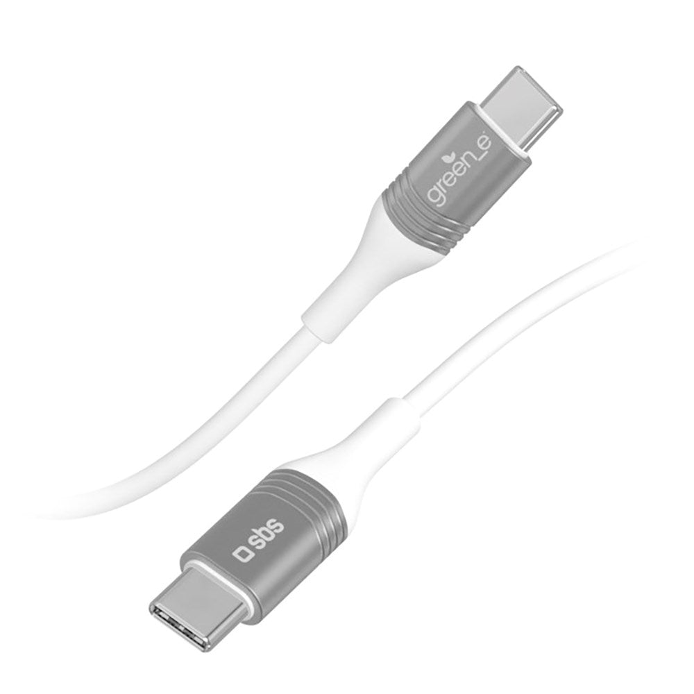 SBS x GREEN_E USB-C till USB-C Kabel 30W med Återvinningsset - 1.5 m - Vit