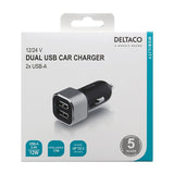 Deltaco 17W billaddare 2 X USB -A - SVART