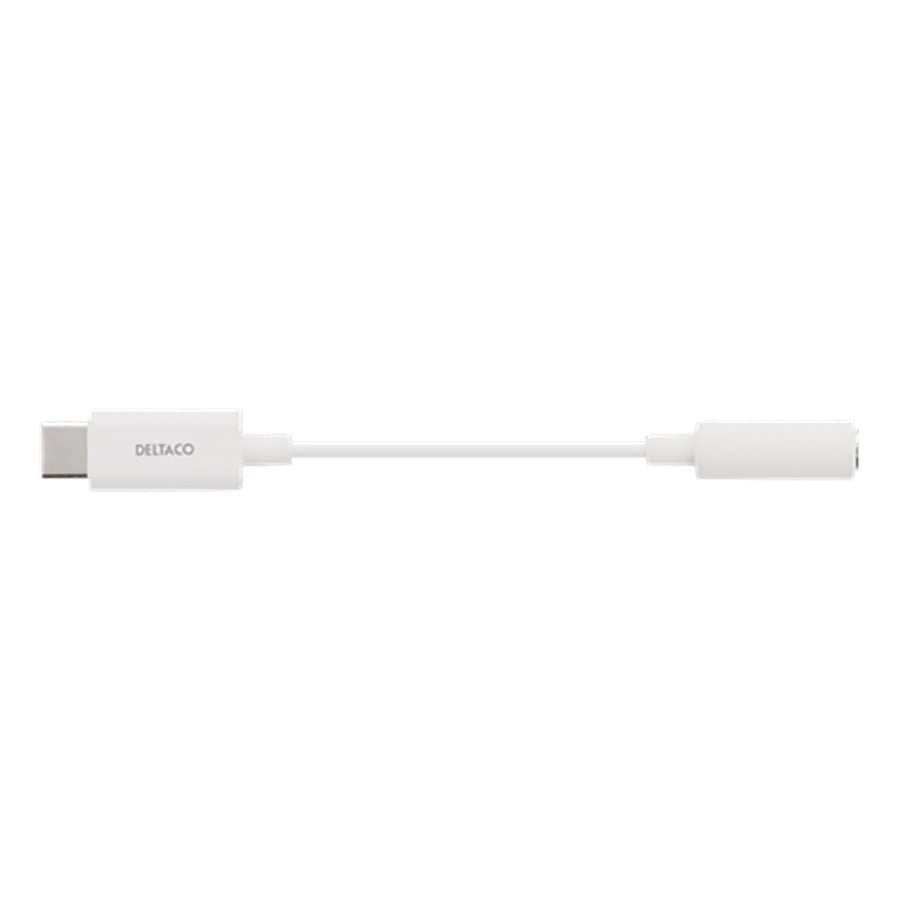 Deltaco USB -C till Aux 3,5 mm adapter - Vit