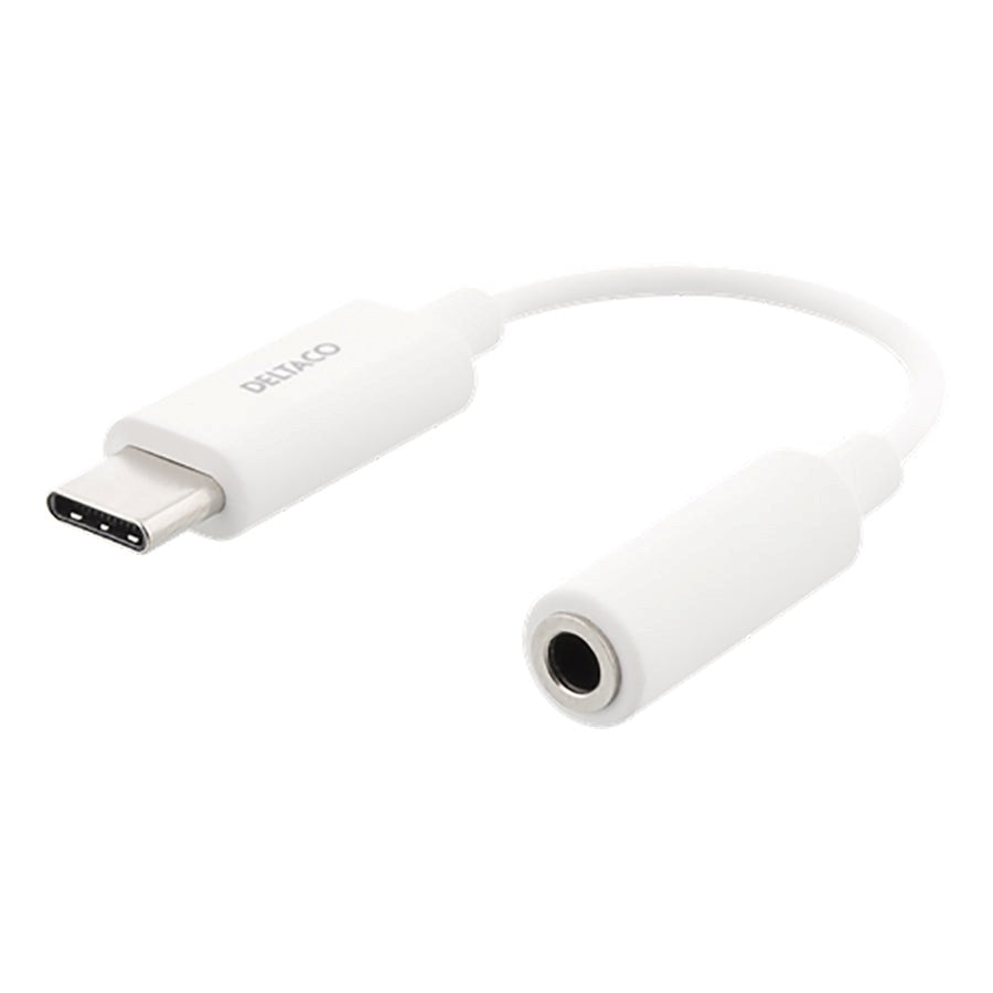 Deltaco USB -C till Aux 3,5 mm adapter - Vit