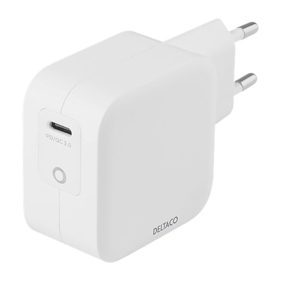 Deltaco PD 61W Väggladdare med USB-C - Vit