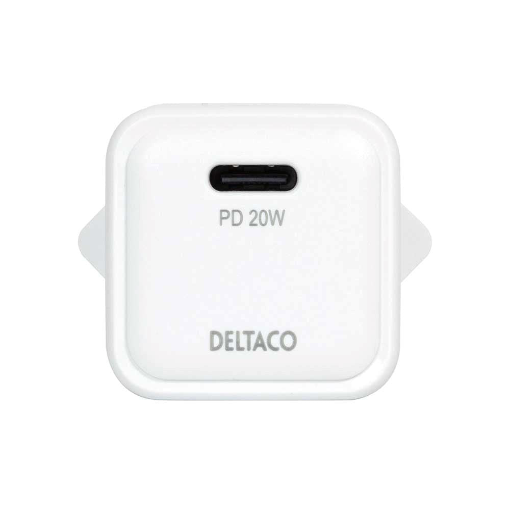 Deltaco PD 20W Mini Väggladdare med USB-C - Vit