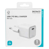 Deltaco PD 20W Mini Väggladdare med USB-C - Vit