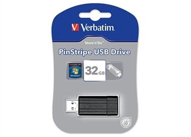 Verbatim USB-minne 32 GB Store 'N' Go Pin Stripe - Svart