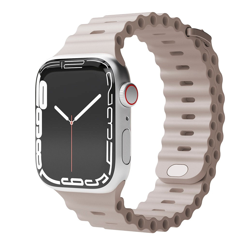 Vonmählen Apple Watch (38/40/SE/41/42mm) Wave Band Silikon Rem - Beige