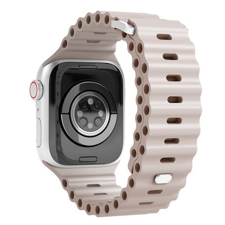 Vonmählen Apple Watch (38/40/SE/41/42mm) Wave Band Silikon Rem - Beige