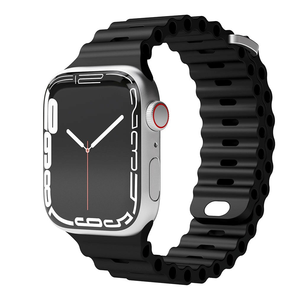 Vonmählen Apple Watch (38/40/SE/41/42mm) Wave Band Silikon Rem - Svart