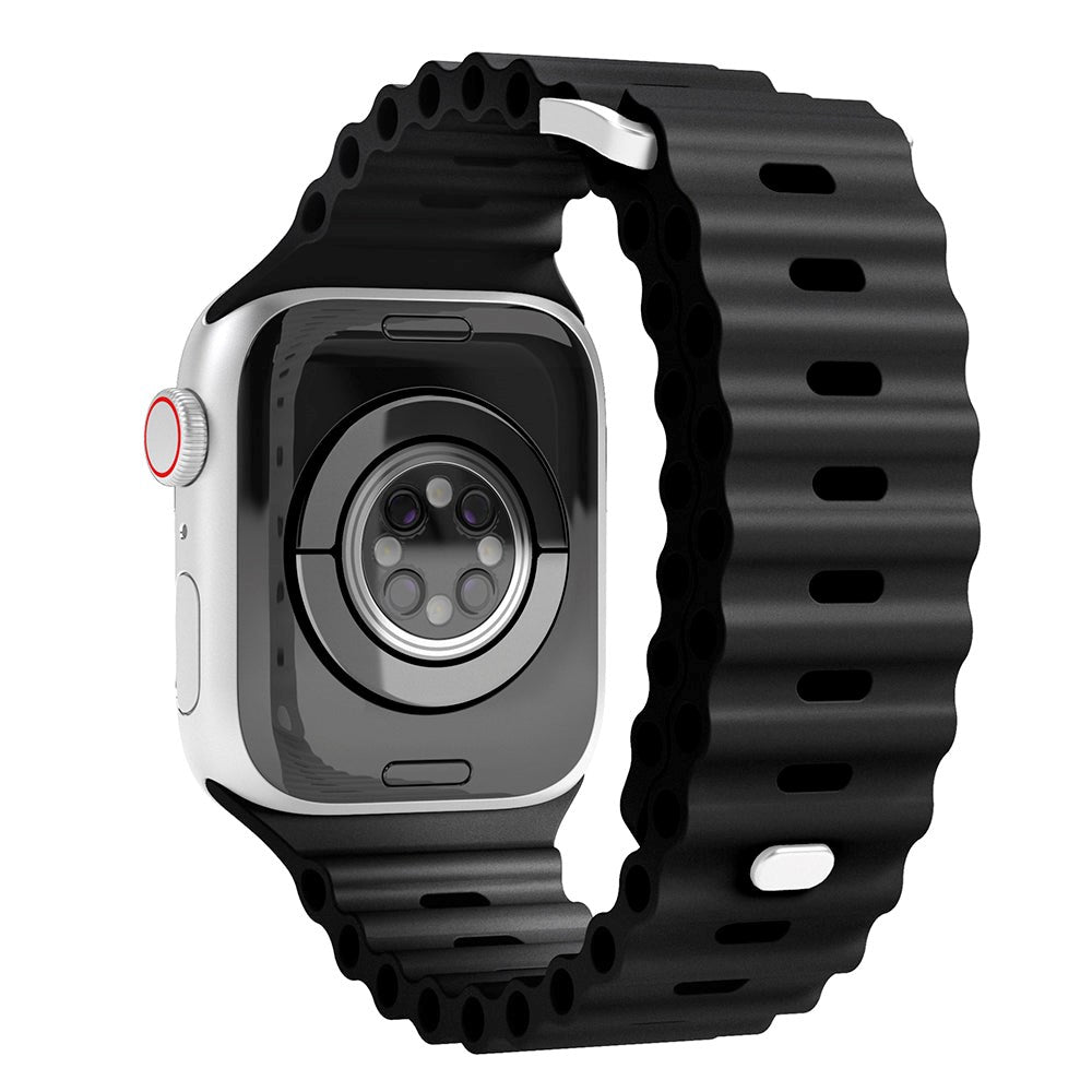 Vonmählen Apple Watch (38/40/SE/41/42mm) Wave Band Silikon Rem - Svart
