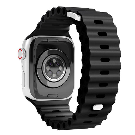 Vonmählen Apple Watch (38/40/SE/41/42mm) Wave Band Silikon Rem - Svart