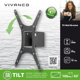 Vivanco TV-Väggfäste - Lutningsfunktion - 25 kg / 43" - Svart