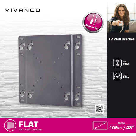 Vivanco Fast TV-Väggfäste för 20 kg / 43" - Svart