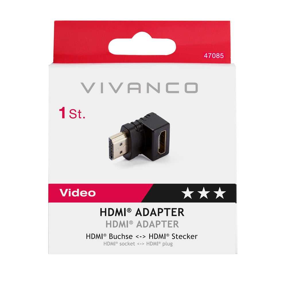 Vivanco HDMI-Adapter (Hona till Hane) med 90° Vinkel - Svart