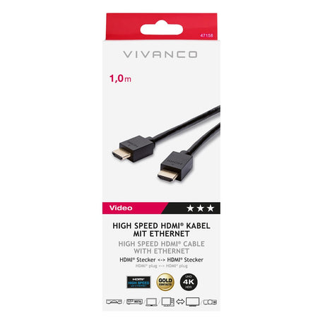 Vivanco HDMI 2.0-Kabel (Hane till Hane) 4K / 60Hz - 1m - Svart