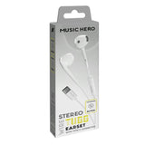 MUSIC HERO Tubb Stereo In-Ear Hörlurar med USB-C & Mikrofon - Vit