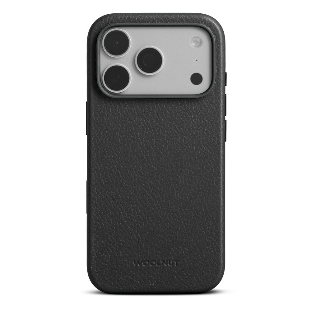 iPhone 18 Pro Max WOOLNUT Äkta Läder Skal - MagSafe Kompatibelt - Svart