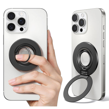 TORRAS MagSpin Magnetisk Fingerring med Inbyggt Kickstand - MagSafe Kompatibel - Mörkgrå