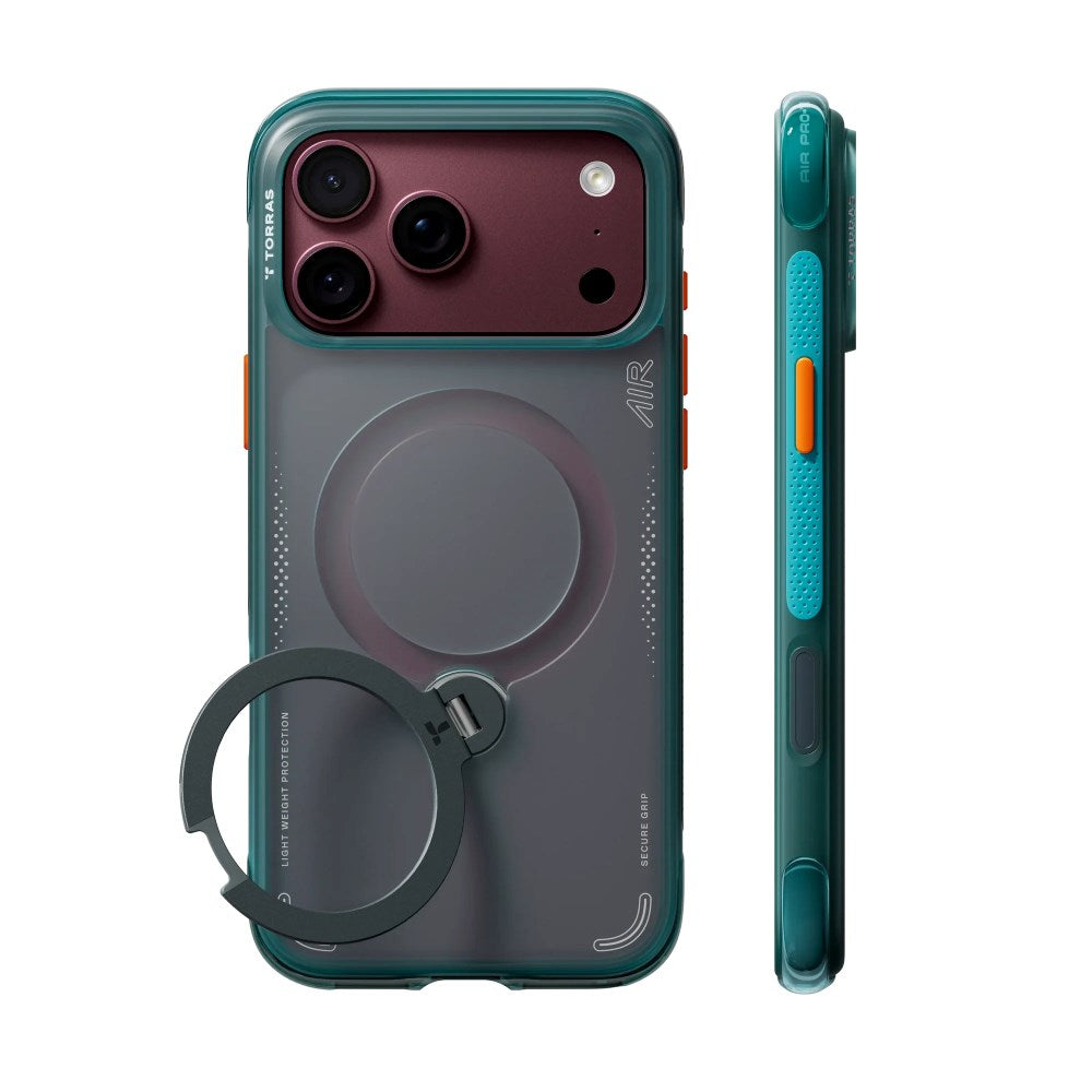 iPhone 18 Pro Max / 17 Pro Max TORRAS Ostand Q3 Air Deksel - MagSafe Kompatibel - Grön