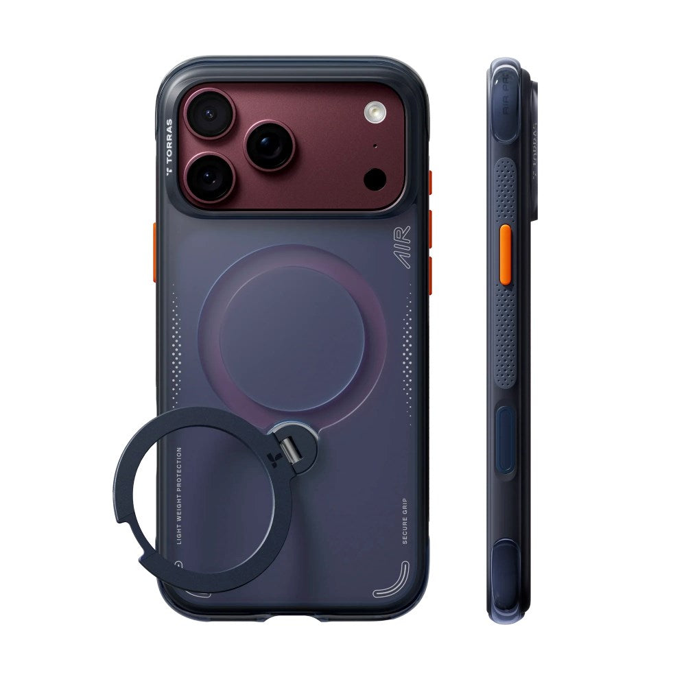 iPhone 18 Pro Max / 17 Pro Max TORRAS Ostand Q3 Air Skal - MagSafe Kompatibel - Deep Blue