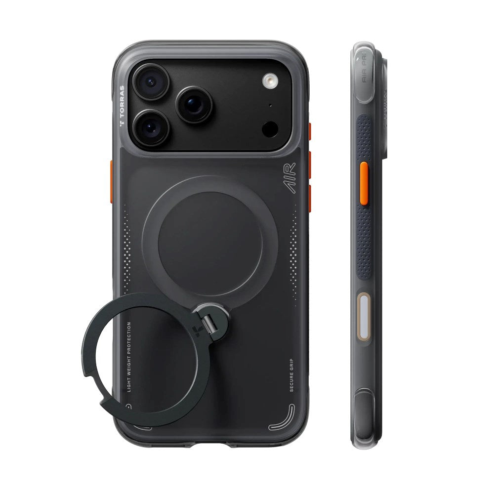 iPhone 18 Pro / 17 Pro TORRAS Ostand Q3 Air Skal - MagSafe Kompatibel - Svart